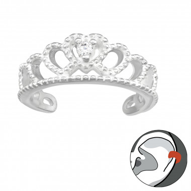 Crown - 925 Sterling Silver Cuff Earrings SD43579