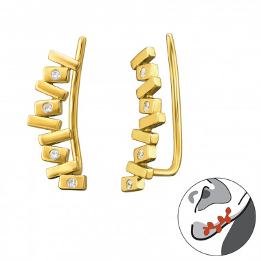 Geometric - 925 Sterling Silver Cuff Earrings SD43858