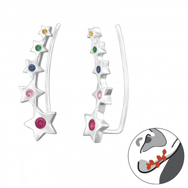 Stars - 925 Sterling Silver Cuff Earrings SD43859