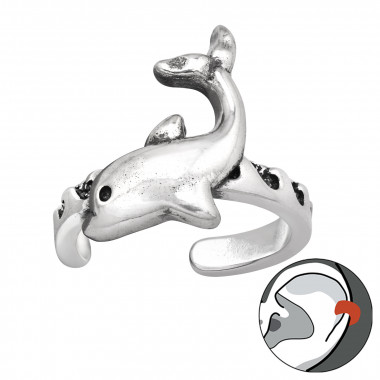 Dolphin - 925 Sterling Silver Cuff Earrings SD44005