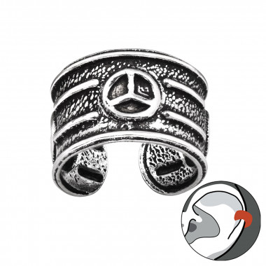 Peace Symbol - 925 Sterling Silver Cuff Earrings SD44128