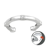 Patterned - 925 Sterling Silver Cuff Earrings SD44589