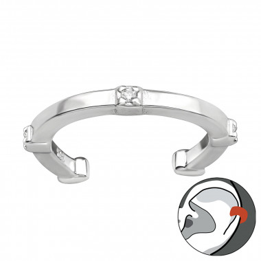 Patterned - 925 Sterling Silver Cuff Earrings SD44589