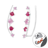 Curved - 925 Sterling Silver Cuff Earrings SD44592
