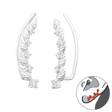 Leaf - 925 Sterling Silver Cuff Earrings SD44619