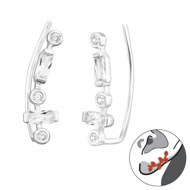 Geometric - 925 Sterling Silver Cuff Earrings SD44678