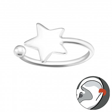 Star - 925 Sterling Silver Cuff Earrings SD44728