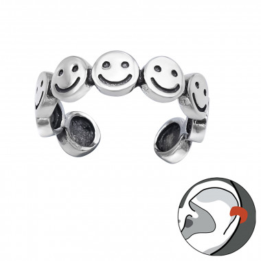 Smile Face - 925 Sterling Silver Cuff Earrings SD44892