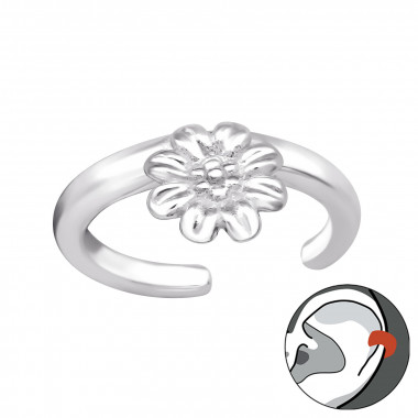 Flower - 925 Sterling Silver Cuff Earrings SD45054