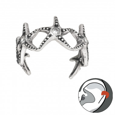 Starfish - 925 Sterling Silver Cuff Earrings SD45298