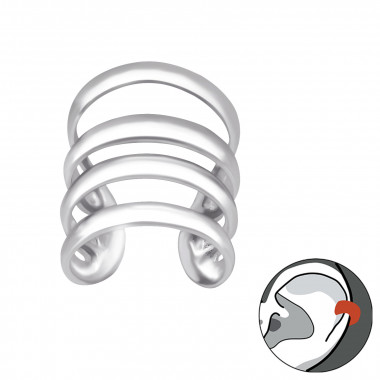 Quadruple Line - 925 Sterling Silver Cuff Earrings SD45779