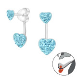 Double heart - 925 Sterling Silver Ear Jackets & Double Earrings SD17884