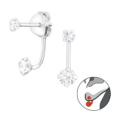 Hanging Round - 925 Sterling Silver Ear Jackets & Double Earrings SD18874