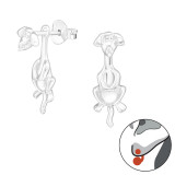 Dog - 925 Sterling Silver Ear Jackets & Double Earrings SD24268