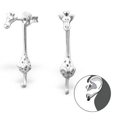 Giraffe - 925 Sterling Silver Ear Jackets & Double Earrings SD24272