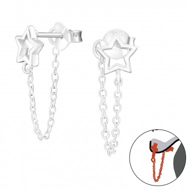 Star - 925 Sterling Silver Ear Jackets & Double Earrings SD26684