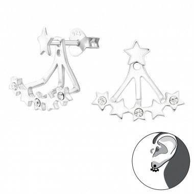 Star - 925 Sterling Silver Ear Jackets & Double Earrings SD27967