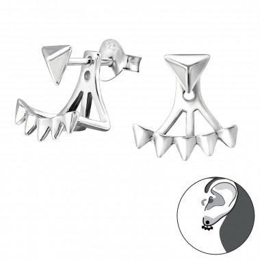 Triangle - 925 Sterling Silver Ear Jackets & Double Earrings SD29622