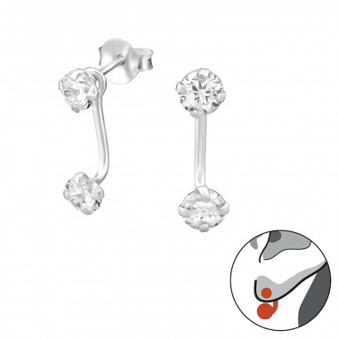 Round - 925 Sterling Silver Ear Jackets & Double Earrings SD35045