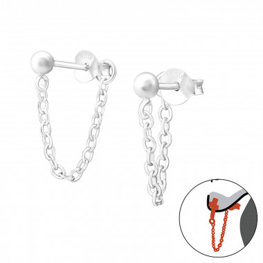 Ball - 925 Sterling Silver Ear Jackets & Double Earrings SD37854