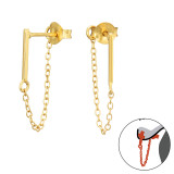 Bar With Hanging Chain - 925 Sterling Silver Ear Jackets & Double Earrings SD42272