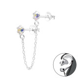 Round With Hanging Chain - 925 Sterling Silver Ear Jackets & Double Earrings SD43335