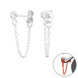 3mm Round - 925 Sterling Silver Ear Jackets & Double Earrings SD43356