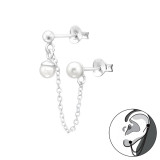 Pearl - 925 Sterling Silver Ear Jackets & Double Earrings SD43426