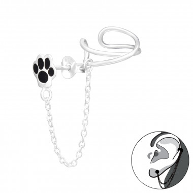 Paw Print - 925 Sterling Silver Ear Jackets & Double Earrings SD43822