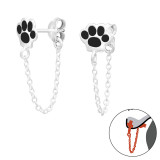 Paw Print - 925 Sterling Silver Ear Jackets & Double Earrings SD43827