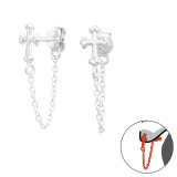 Cross - 925 Sterling Silver Ear Jackets & Double Earrings SD43829