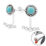 Geometric - 925 Sterling Silver Ear Jackets & Double Earrings SD45155