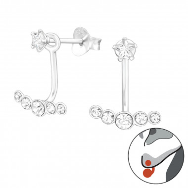 Geometric - 925 Sterling Silver Ear Jackets & Double Earrings SD45161