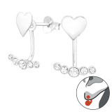 Heart - 925 Sterling Silver Ear Jackets & Double Earrings SD45164