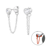 Heart - 925 Sterling Silver Ear Jackets & Double Earrings SD47530