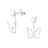 Butterfly - 925 Sterling Silver Ear Jackets & Double Earrings SD47840
