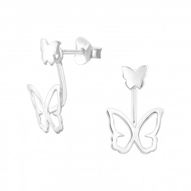 Butterfly - 925 Sterling Silver Ear Jackets & Double Earrings SD47840
