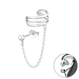 Curved Lines - 925 Sterling Silver Ear Jackets & Double Earrings SD47992