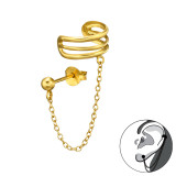 Ball, Lines - 925 Sterling Silver Ear Jackets & Double Earrings SD47993