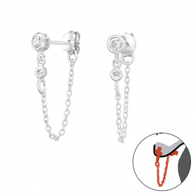 Round - 925 Sterling Silver Ear Jackets & Double Earrings SD48348