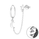 Moon And Star - 925 Sterling Silver Ear Jackets & Double Earrings SD49921
