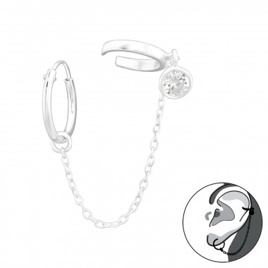 Round - 925 Sterling Silver Ear Jackets & Connector Earrings (PCS) SD43343