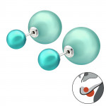 Double Ball - 925 Sterling Silver Ear Jackets & Connector Earrings (PRS) SD27769 Double Ball - 925 Sterling Silver Ear Jackets & Connector Earrings (PRS) SD27769