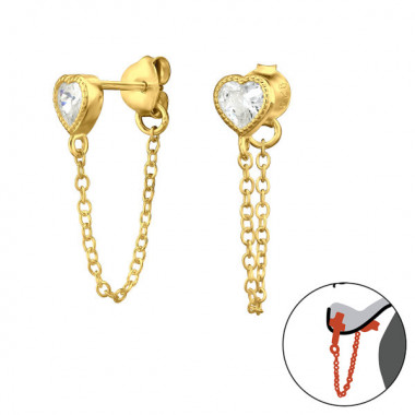 Heart - 925 Sterling Silver Ear Jackets & Connector Earrings (PRS) SD47531