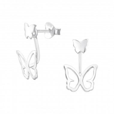 Butterfly - 925 Sterling Silver Ear Jackets & Connector Earrings (PRS) SD47840