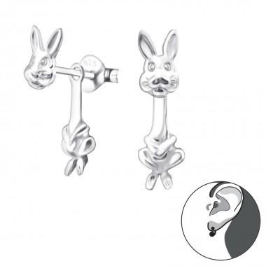 Rabbit - 925 Sterling Silver Ear Jackets & Double Earrings SD24270