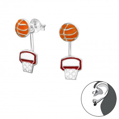 Basketball Lovers - 925 Sterling Silver Ear Jackets & Double Earrings SD30421