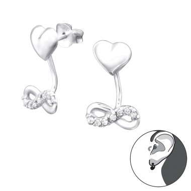 Infinity Love - 925 Sterling Silver Ear Jackets & Double Earrings SD31599