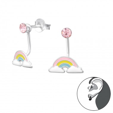 Rainbow - 925 Sterling Silver Ear Jackets & Double Earrings SD33750
