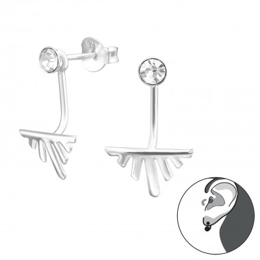 Geometric - 925 Sterling Silver Ear Jackets & Double Earrings SD37026